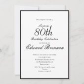 80歳の誕生日を祝うスタイリッシュな写真の優雅な男性 招待状 (正面)