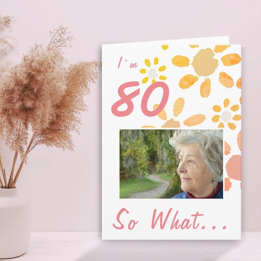 80歳の誕生日を祝う花の写真 カード
