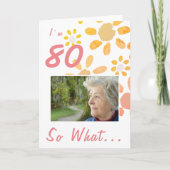 80歳の誕生日を祝う花の写真 カード (正面)