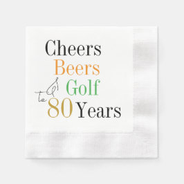 80歳の誕生日を祝おう ゴルフ・乾杯・ビール パーティー ミニマル 縁ありカクテルナプキン