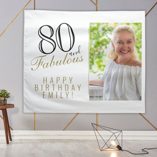 80歳の誕生日を記念してステキに!80歳の誕生日写真用背景 タペストリー