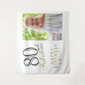 80歳の誕生日を記念して！おしゃれな写真用背景 タペストリー (正面)