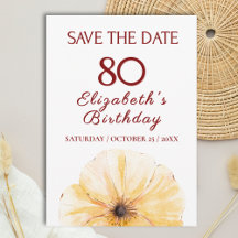 80歳の誕生日イエローフラワー エレガントなSave the Date