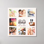 80歳の誕生日カスタムフォトバラ金ゴールド名 キャンバスプリント (正面)