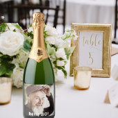 80歳の誕生日カスタム写真こんにちは80人の男性 スパークリングワインラベル