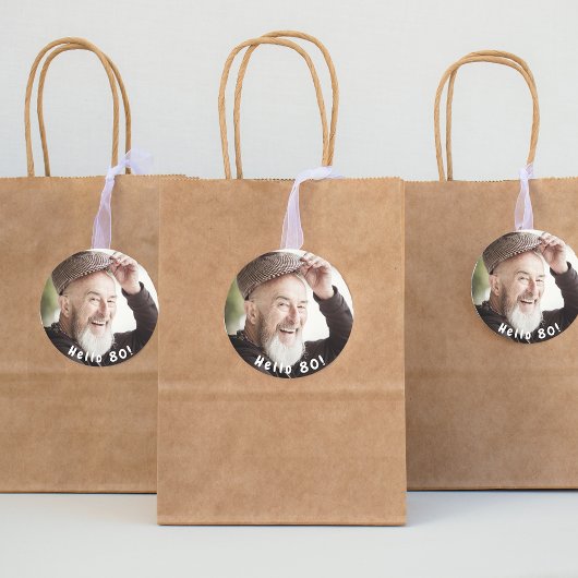 80歳の誕生日カスタム写真こんにちは80人の男性 ラウンドシール