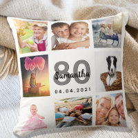 80歳の誕生日カスタム写真コラージュ女性ホワイト
