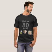 80歳の誕生日カスタム写真モノグラム男 Tシャツ (正面フル)