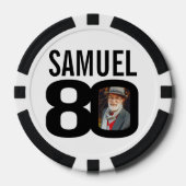 80歳の誕生日カスタム2枚の写真白黒 ポーカーチップ (正面)