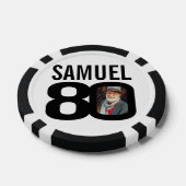 80歳の誕生日カスタム2枚の写真白黒 ポーカーチップ (シングル)