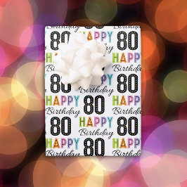 80歳の誕生日カラフルなタイポグラフィーの包装紙 ラッピングペーパーシート