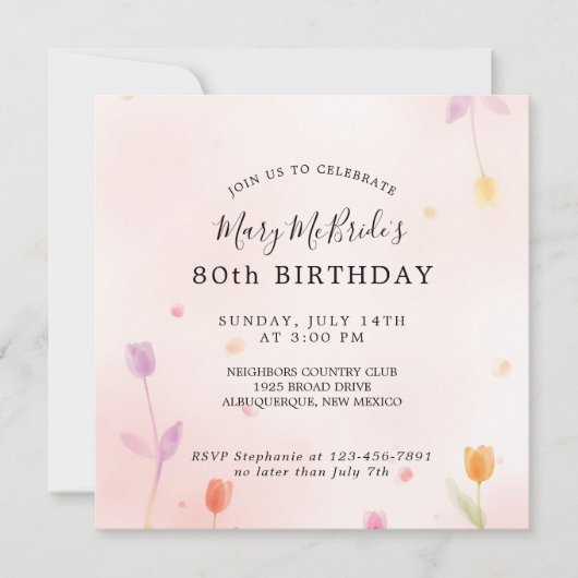 80歳の誕生日カード招待状 招待状 (正面)