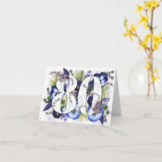 80歳の誕生日カード カード (黄色い花)