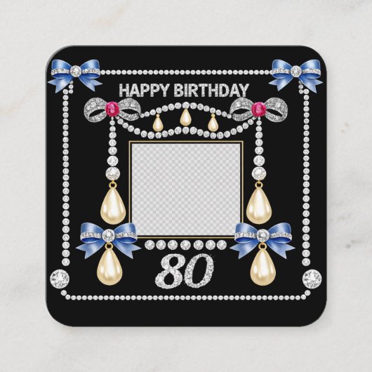 80歳の誕生日カード タドール王室にインスパイアされたダイヤモンド エンクロージャーカード (正面)