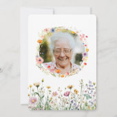 80歳の誕生日ガーデン フラワーワイルド メドウ フォト 招待状 (裏面)