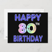 80歳の誕生日ギフトとバースデーウェア ポストカード (正面/裏面)