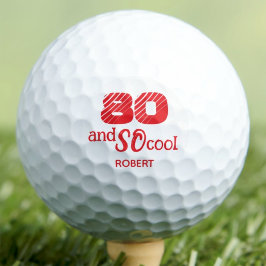 80歳の誕生日ギフト SO Cool オレンジ レッド 名入れ ゴルフボール
