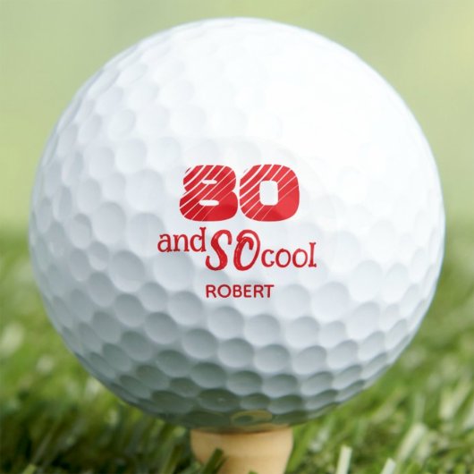 80歳の誕生日ギフト SO Cool オレンジ レッド 名入れ ゴルフボール