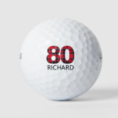 80歳の誕生日ゴルフボール 80年間のゴルフチェック柄ギフト ゴルフボール (正面)