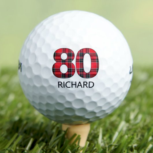 80歳の誕生日ゴルフボール 80年間のゴルフチェック柄ギフト ゴルフボール