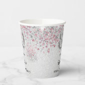 80歳の誕生日シルバーピンクグリッター 紙コップ (左)