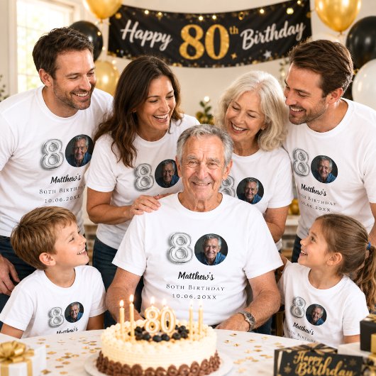 80歳の誕生日シルバー写真 Tシャツ