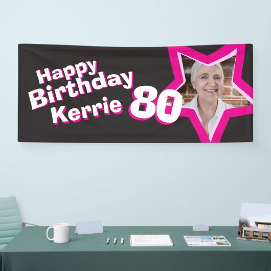 80歳の誕生日スターカスタムフォトバナー 横断幕 (トレードショー)