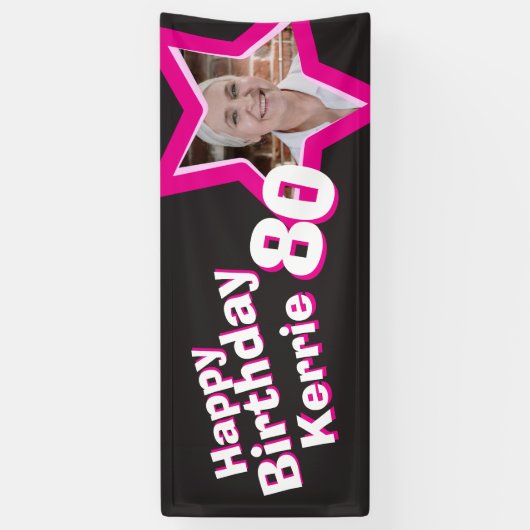 80歳の誕生日スターカスタムフォトバナー 横断幕 (縦)