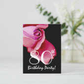 80歳の誕生日テンプレート 紫と青のバラ Y321 招待状 (スタンド正面)