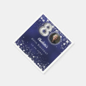 80歳の誕生日ネイビー・ブルー・シルバー・スターズの写真 スタンダードカクテルナプキン (角)