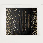 80歳の誕生日バックドロップ, フォトブースバックドロップ, ゴールド タペストリー (正面(横))