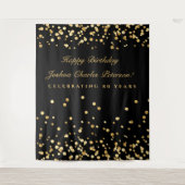 80歳の誕生日バックドロップ, フォトブースバックドロップ, ゴールド タペストリー (正面)