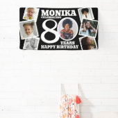 80歳の誕生日バナー カスタムフォト モノクロ 横断幕 (インサイチュ)