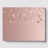 80歳の誕生日バラ金ゴールドスターピンクのシック ゲストブック (裏面)