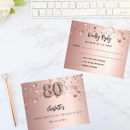 80歳の誕生日バラ金ゴールドスターRSVPバジェットカード チラシ