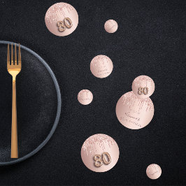 80歳の誕生日バラ金ゴールドピンクモノグラム コンフェッティ