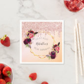 80歳の誕生日バラ金ゴールドピンク幾何学的グリッター スタンダードカクテルナプキン (インサイチュ)