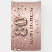 80歳の誕生日バラ金ゴールドピンク星バルーンスクリプト 横断幕 (縦)