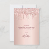 80歳の誕生日バラ金ゴールドピンク サンキューカード (裏面)