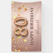 80歳の誕生日バラ金ゴールド星ピンクのバルーンのスクリプト 横断幕 (縦)