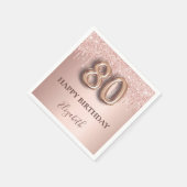 80歳の誕生日バラ金ゴールド赤面グリッタードライブ名 スタンダードカクテルナプキン (角)