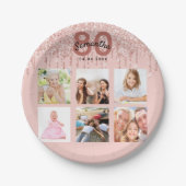 80歳の誕生日バラ金ゴールド赤面グリッター乾燥 ペーパープレート (正面)