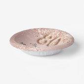 80歳の誕生日バラ金ゴールド赤面ピンク名 ペーパーボウル (傾斜あり)