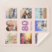 80歳の誕生日バラ金ゴールド赤面写真コラージュ名 シェルパブランケット (正面(横))