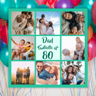 80歳の誕生日パパ写真正方形コラージュカード