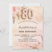 80歳の誕生日パンパスグラスバラ花 招待状 (正面)