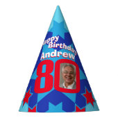 80歳の誕生日パーソナライズされた写真スター名hat パーティーハット (正面)