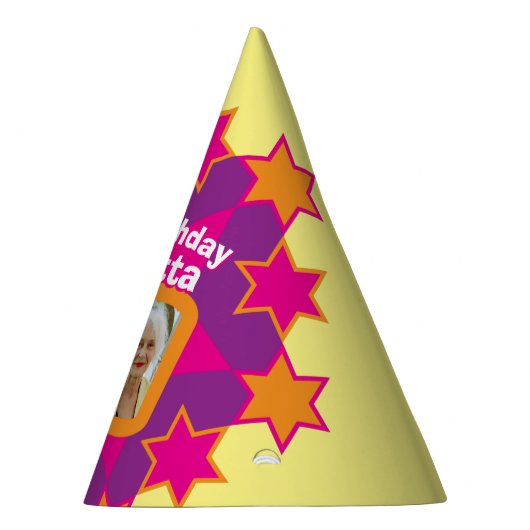 80歳の誕生日パーソナライズされた写真スター名hat パーティーハット (右)