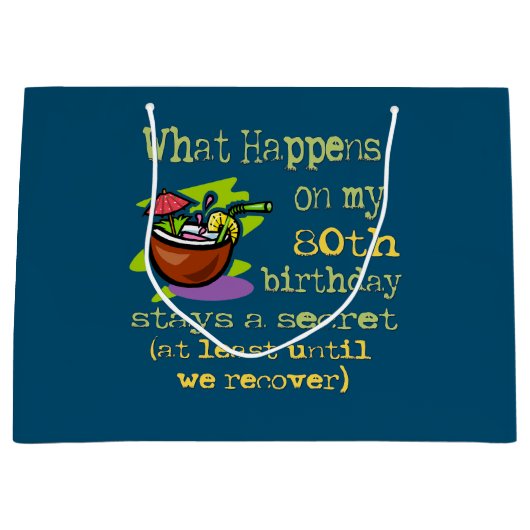 80歳の誕生日パーティギフトおもしろいで何が起こるか ラージペーパーバッグ (正面)