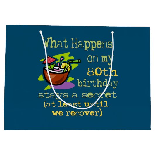 80歳の誕生日パーティギフトおもしろいで何が起こるか ラージペーパーバッグ (裏面)
